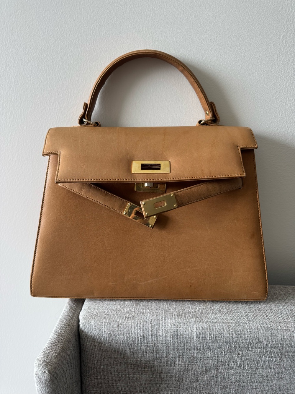 Vintage beige structured bag - Picture 6 of 6